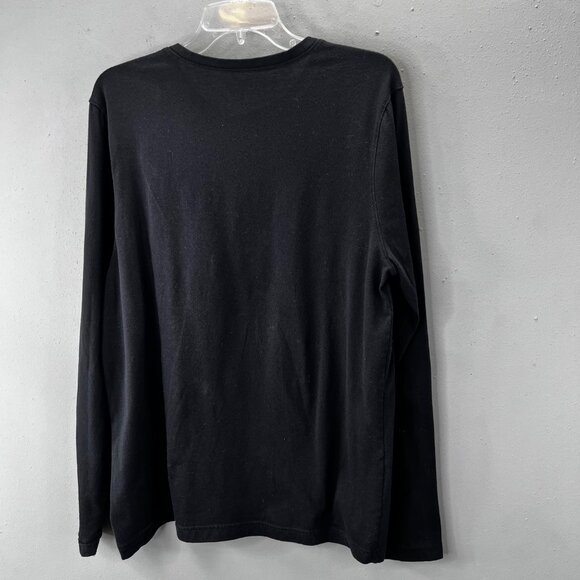 Michael Kors Henley Shirt size L Men Black Long Sleeve Logo FLAW - Picture 4 of 5